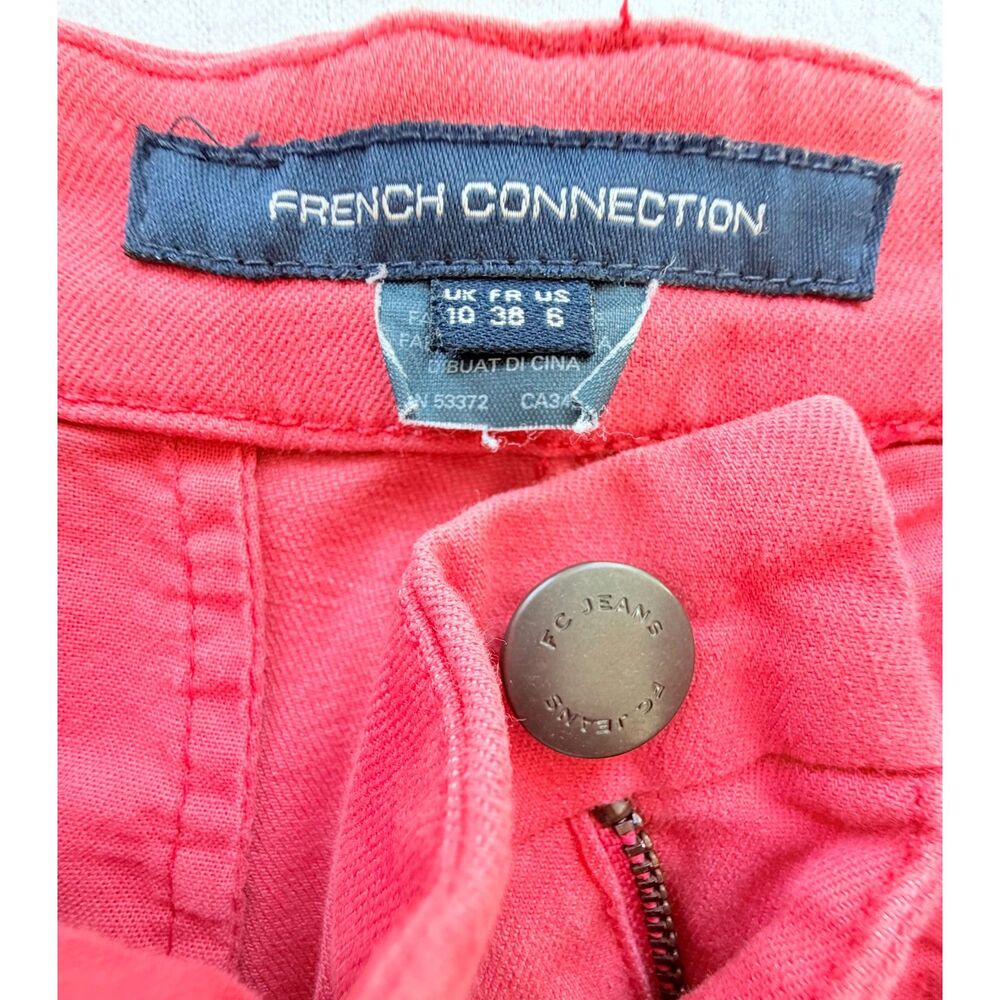 French Connection Melon Pink Denim Shorts ✨ Zipper Pockets sz 6 - Picture 5 of 8